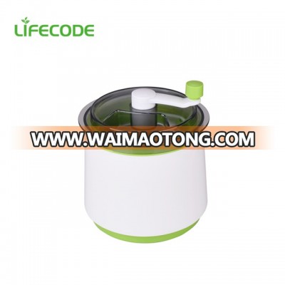 Mini manual operated ice cream maker with hand crank